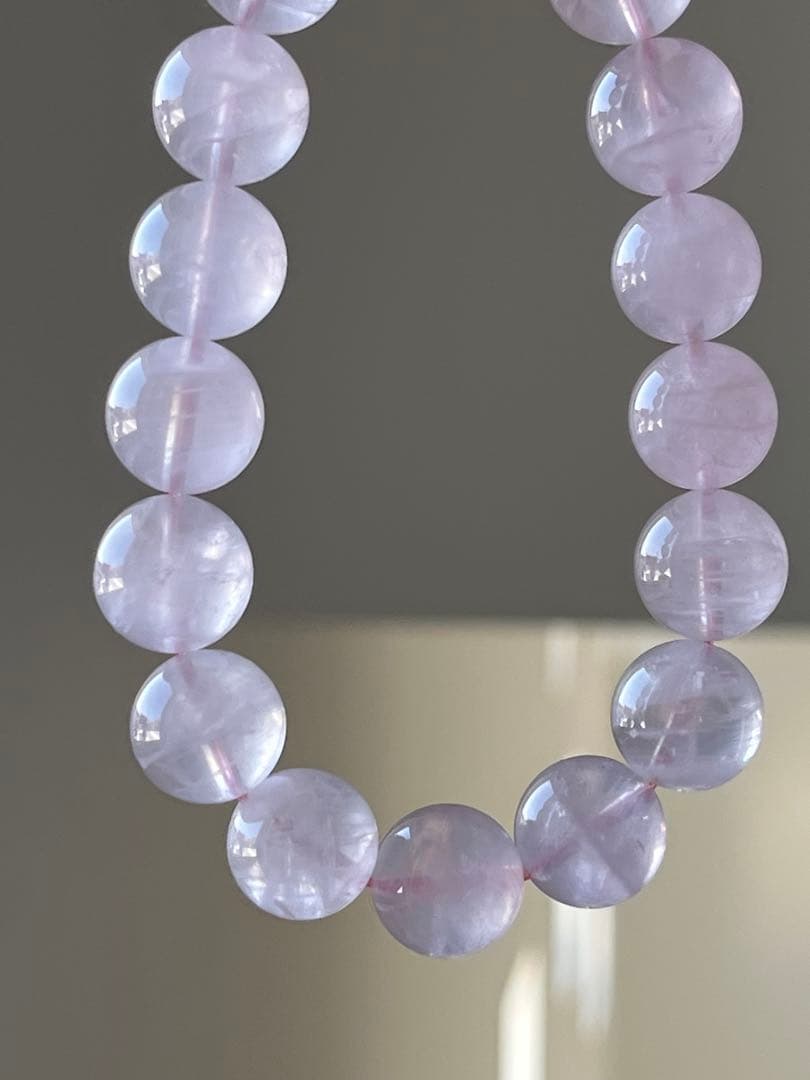 天然石ブレスレット☆ラベンダーピンクローズクォーツ１２ｍｍ☆上品なカラー！