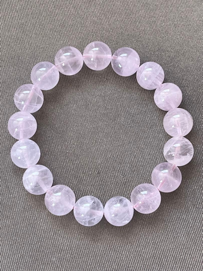 天然石ブレスレット☆ラベンダーピンクローズクォーツ１２ｍｍ☆上品なカラー！