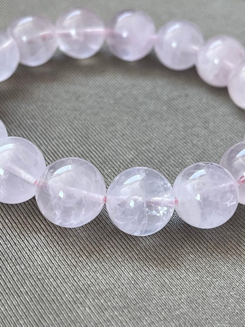 天然石ブレスレット☆ラベンダーピンクローズクォーツ１２ｍｍ☆上品なカラー！