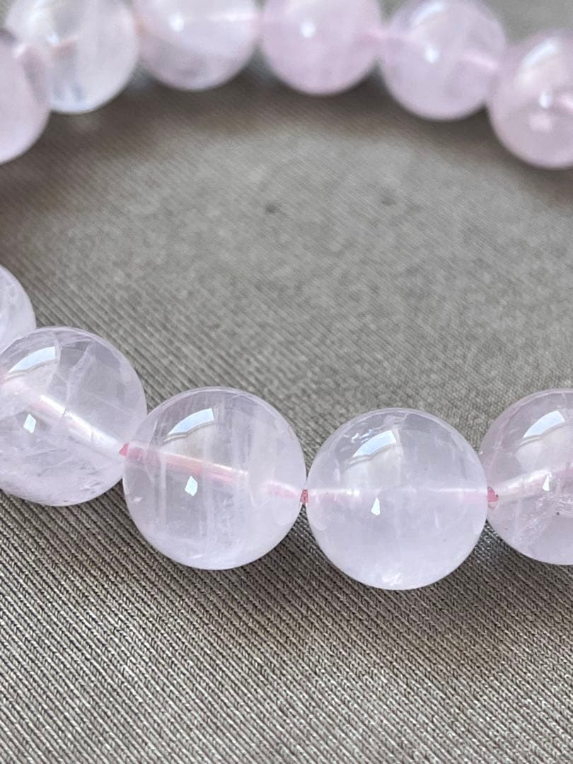 天然石ブレスレット☆ラベンダーピンクローズクォーツ１２ｍｍ☆上品なカラー！