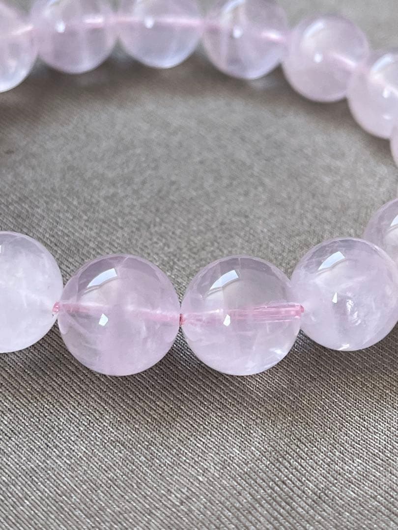 天然石ブレスレット☆ラベンダーピンクローズクォーツ１２ｍｍ☆上品なカラー！