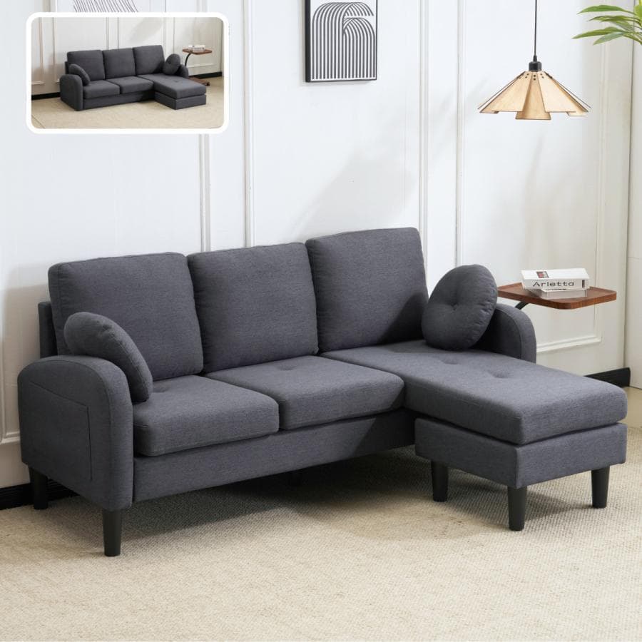 【3色から選】ソファ ソファーセット 3人掛け L型 Ｔ型　クッション付き