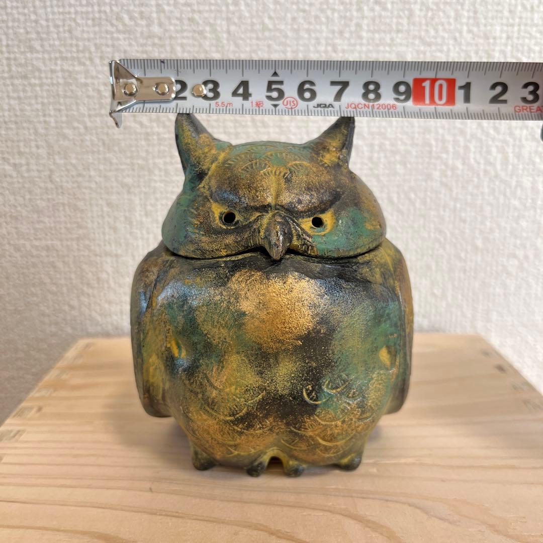 【縁起物】梟（ふくろう） 香炉 置物 祥龍作 金属製 ブロンズ像 伝統工芸