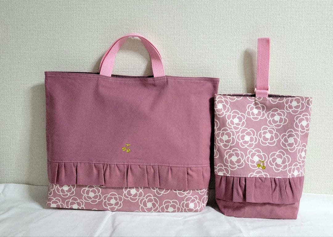 69.入園入学セット　女の子　パープルピンク1　花柄　カメリア　5点セット☆