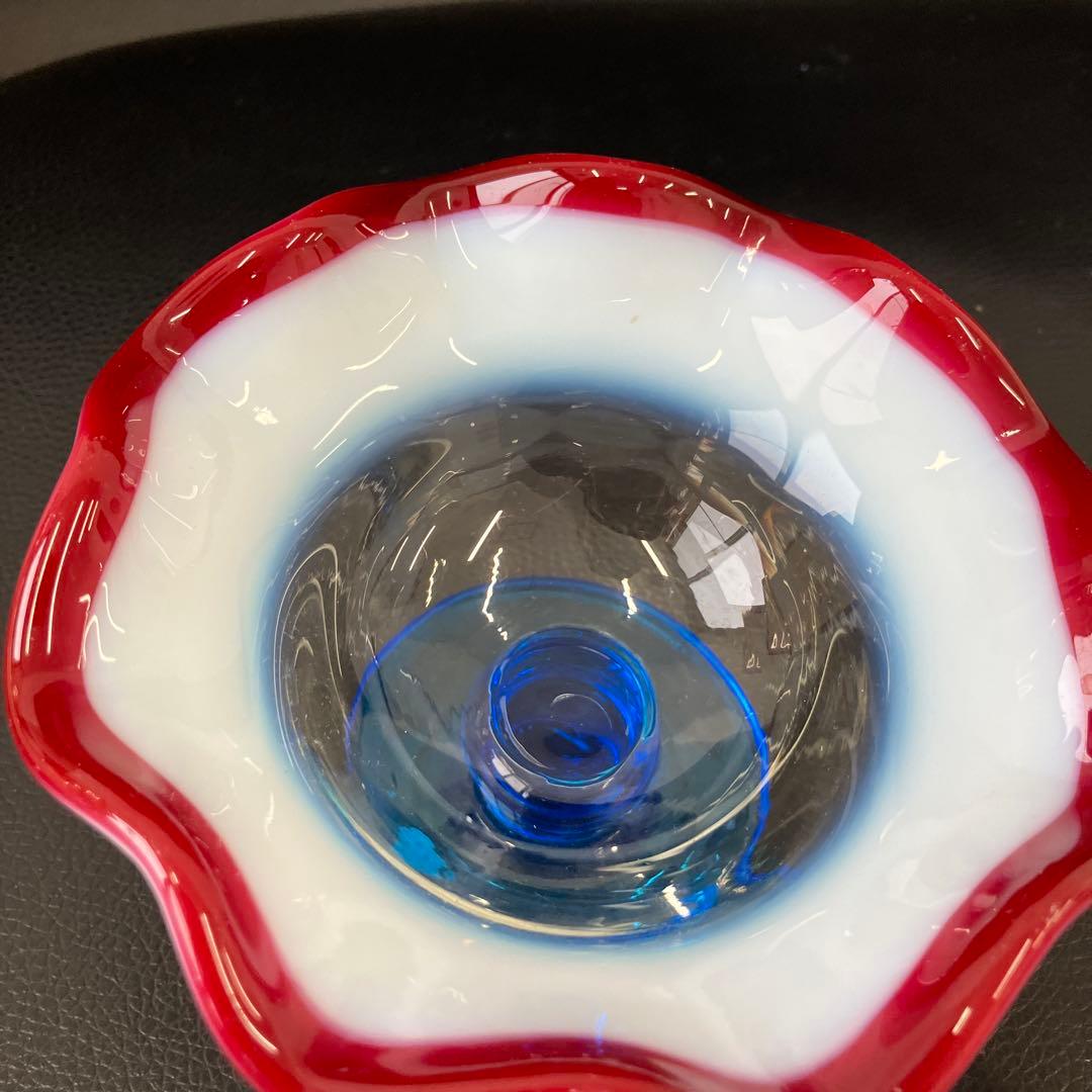 希少　大正モダン　氷コップ 和ガラス　三色 手吹き ガラス 乳白色 レトロ