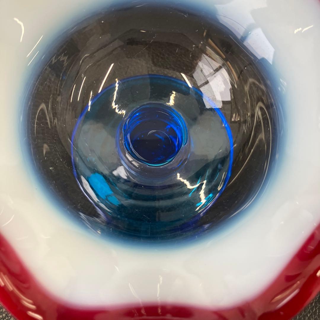 希少　大正モダン　氷コップ 和ガラス　三色 手吹き ガラス 乳白色 レトロ