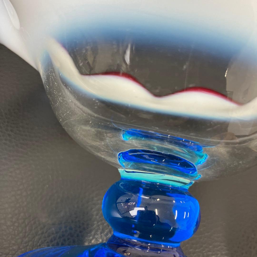 希少　大正モダン　氷コップ 和ガラス　三色 手吹き ガラス 乳白色 レトロ