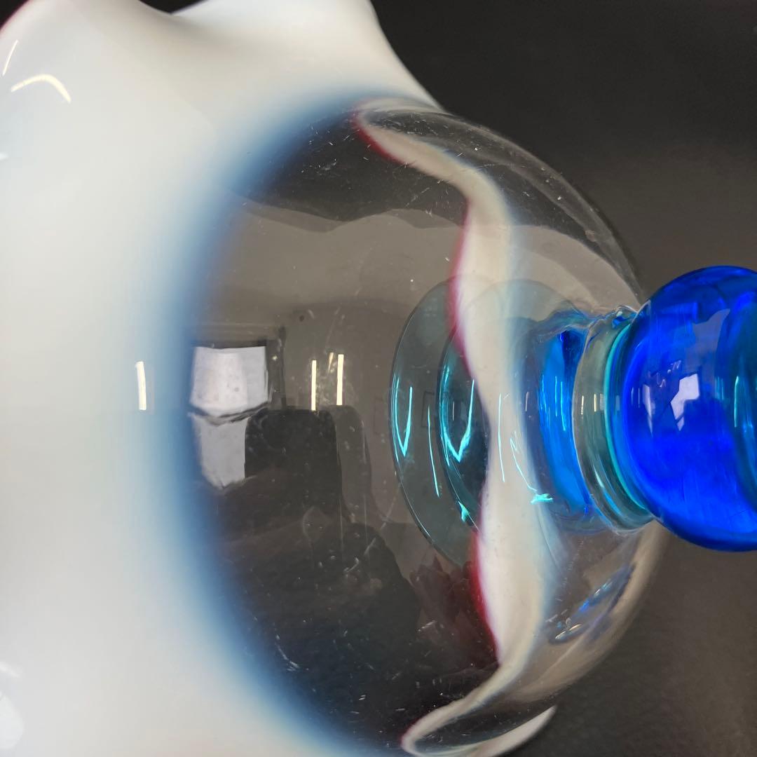 希少　大正モダン　氷コップ 和ガラス　三色 手吹き ガラス 乳白色 レトロ