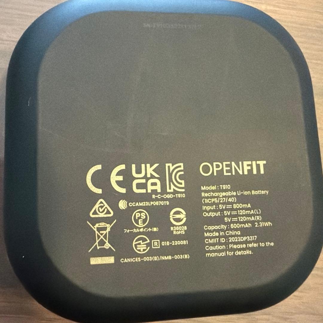 SHOKZ OPENFIT ワイヤレスイヤホン　ブラック