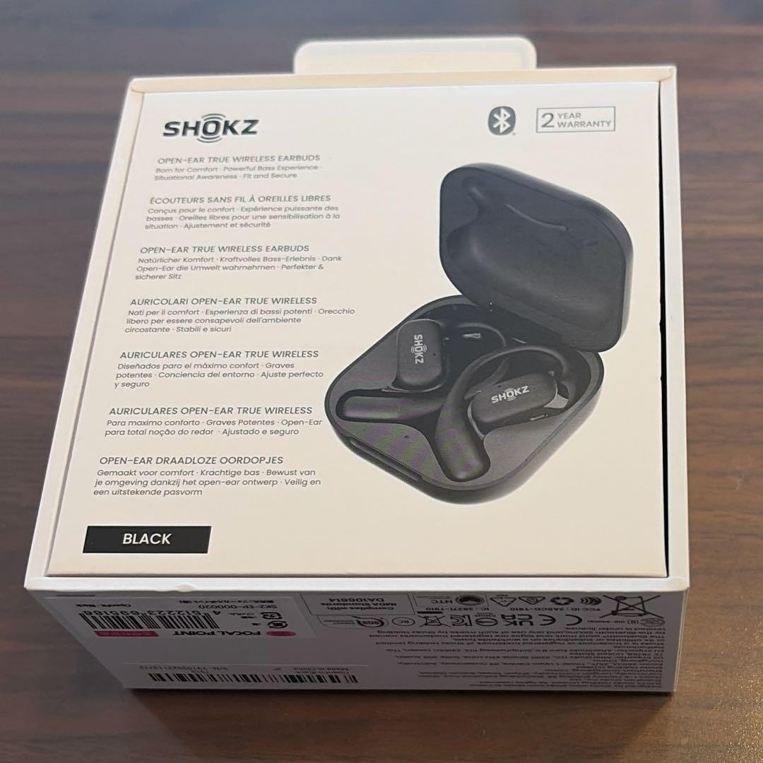 SHOKZ OPENFIT ワイヤレスイヤホン　ブラック