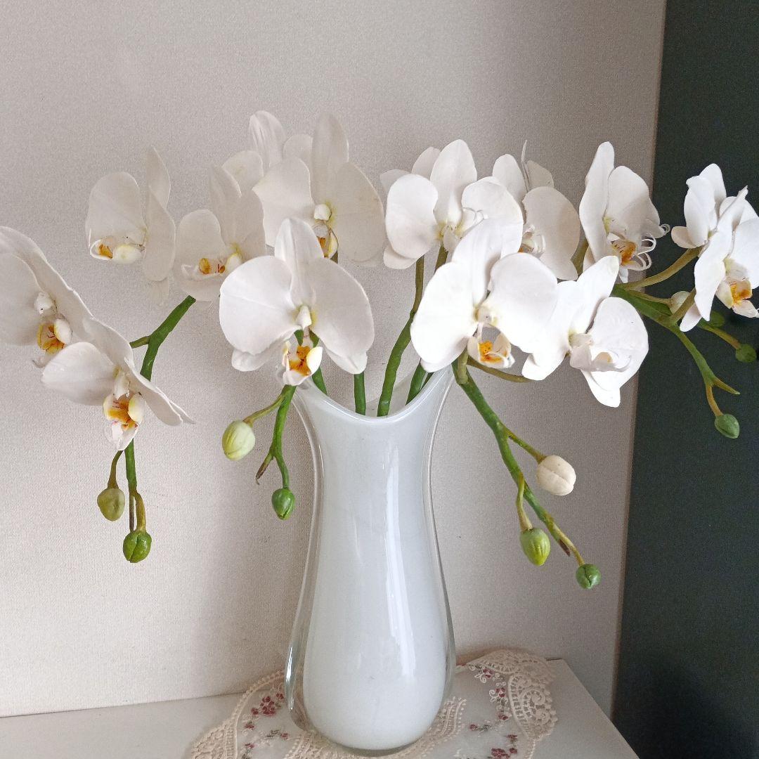 専用　ホワイトとピンクのオーキッドアレンジメント 　　　　クレイフラワー