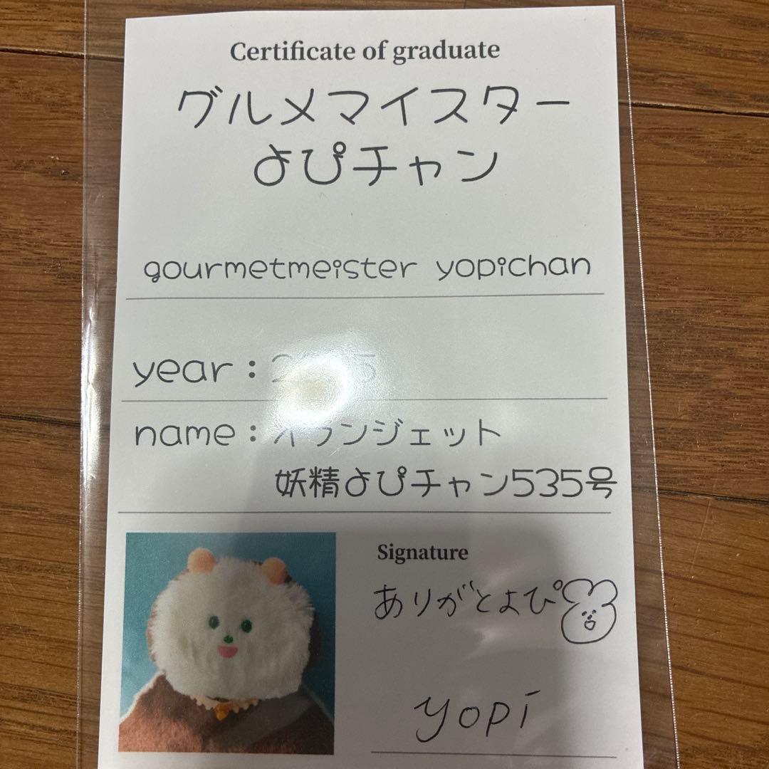 グルメマイスターよぴちゃん　ぬいぐるみ 出生証明書付き