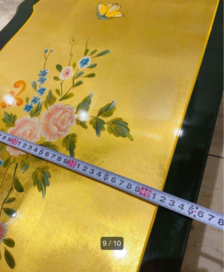 猫足テーブル　アンティーク調　引出し高級感肉筆 金彩色　金色　棚　古美術骨董