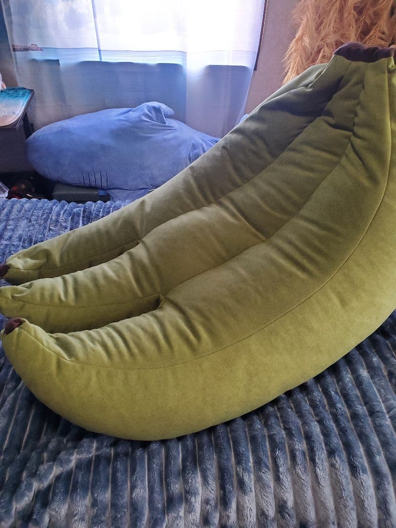 バナナ型ビーズクッションソファー 緑色