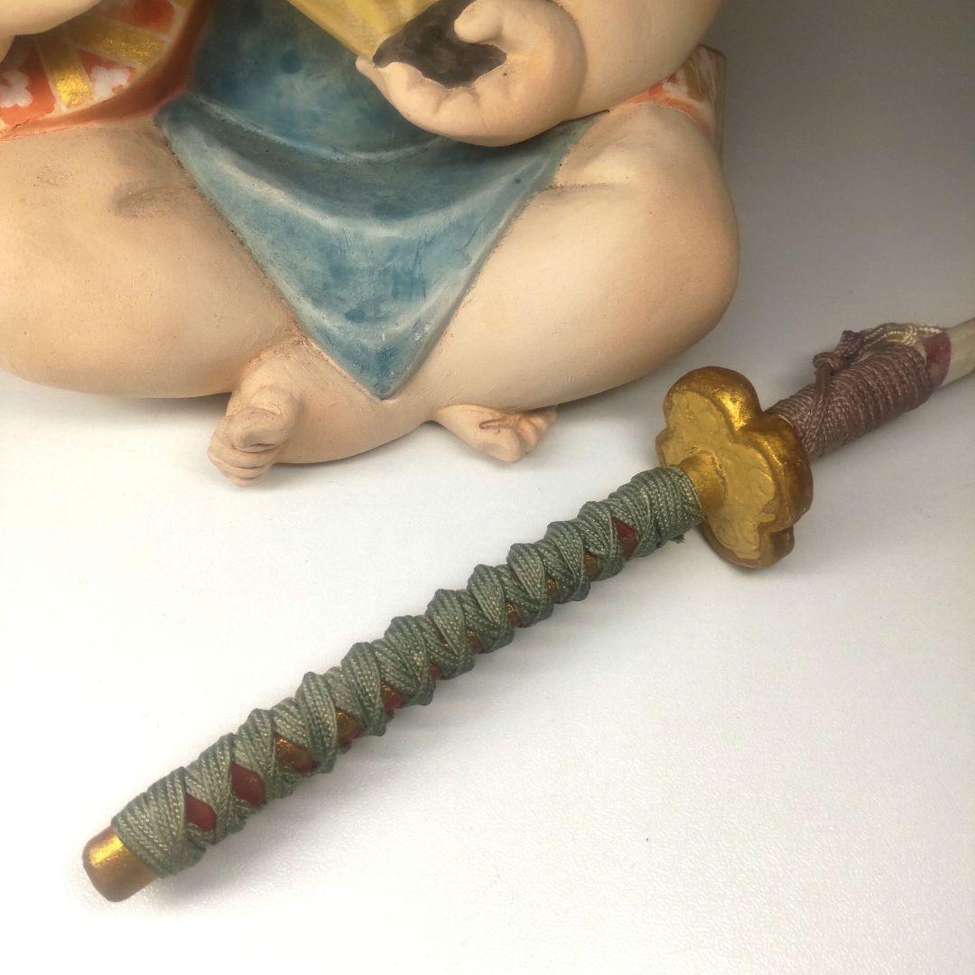 日展作家 佐藤好昭 彫 筑前博多人形 桃太郎 自筆色紙付き