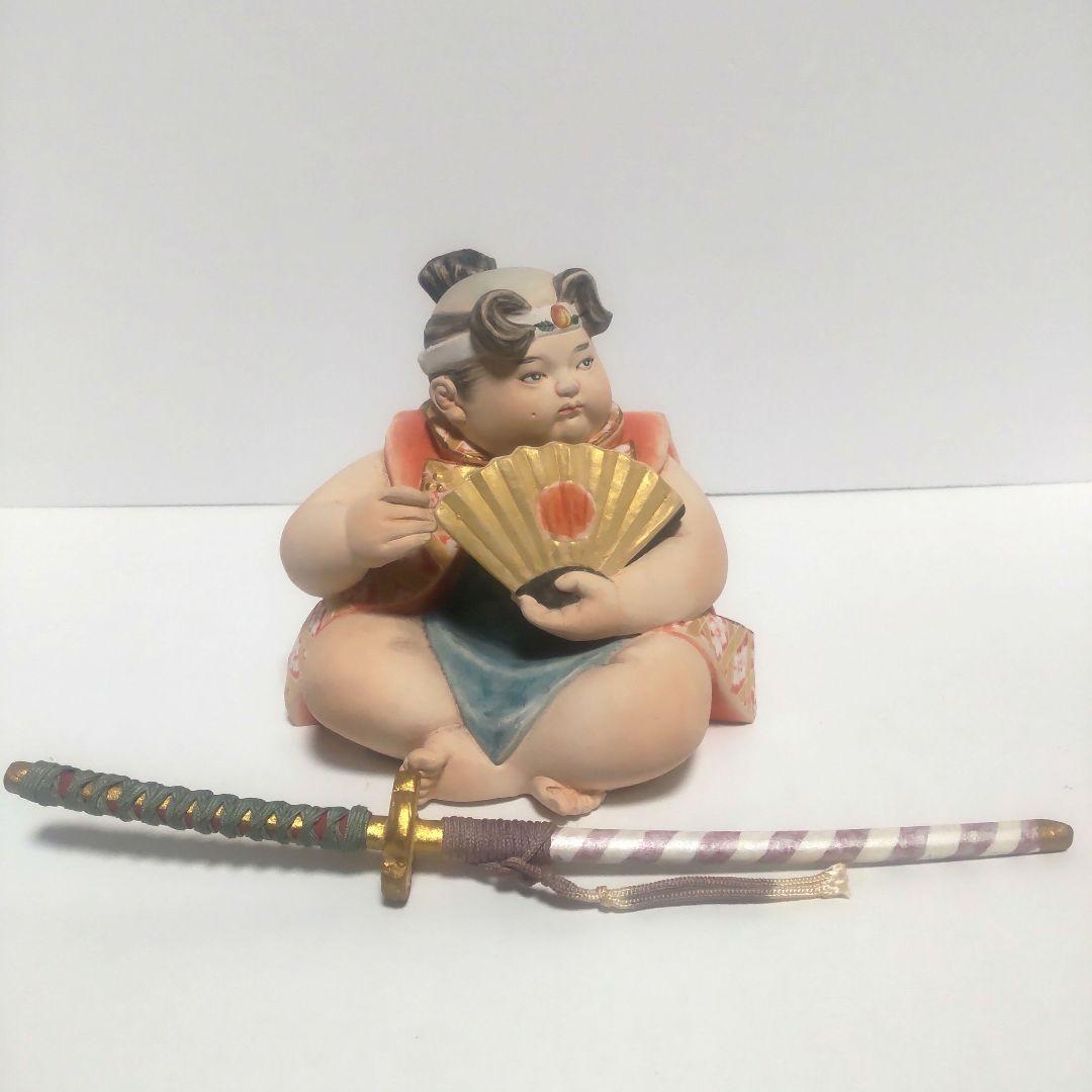 日展作家 佐藤好昭 彫 筑前博多人形 桃太郎 自筆色紙付き