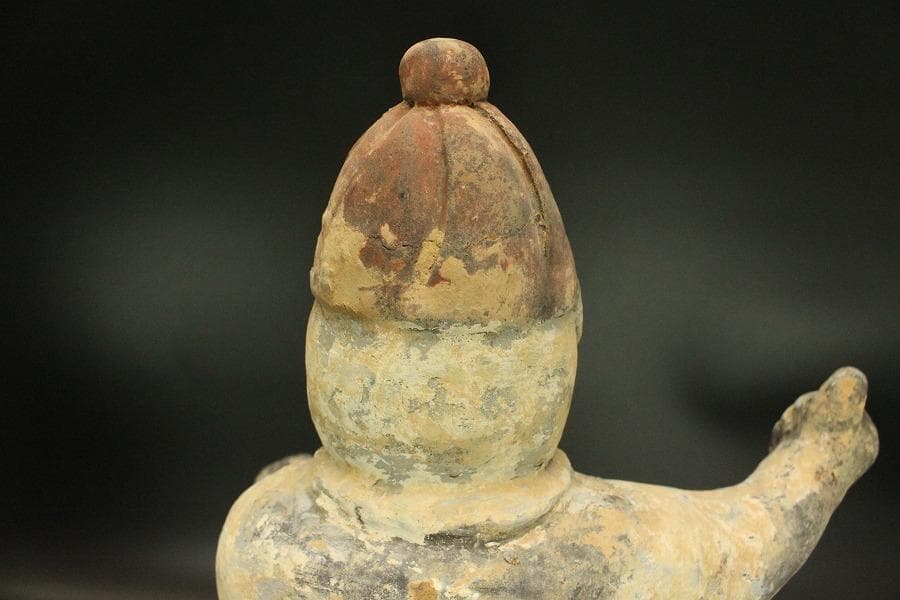 中国美術 加彩 駱駝護人物 俑 高50cm(A882)