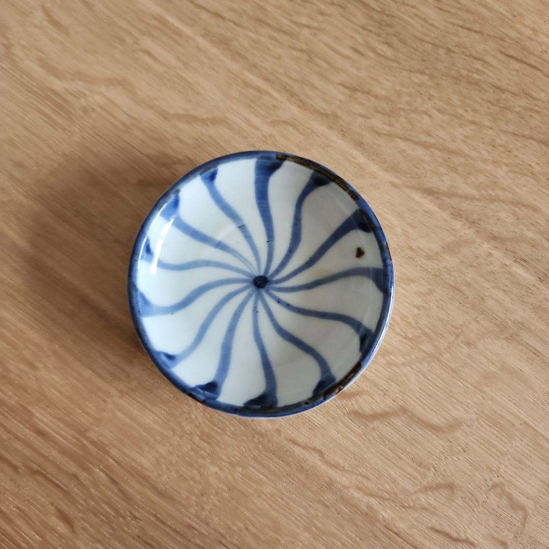 古伊万里染付　古い小皿　ねじり文　五枚