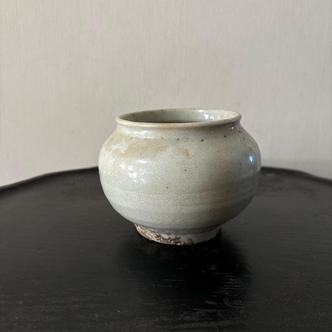 李朝壷　白磁　丸壷　塩笥壺　韓国オンギ.骨董品.スッカラ.アンティーク.立原正秋