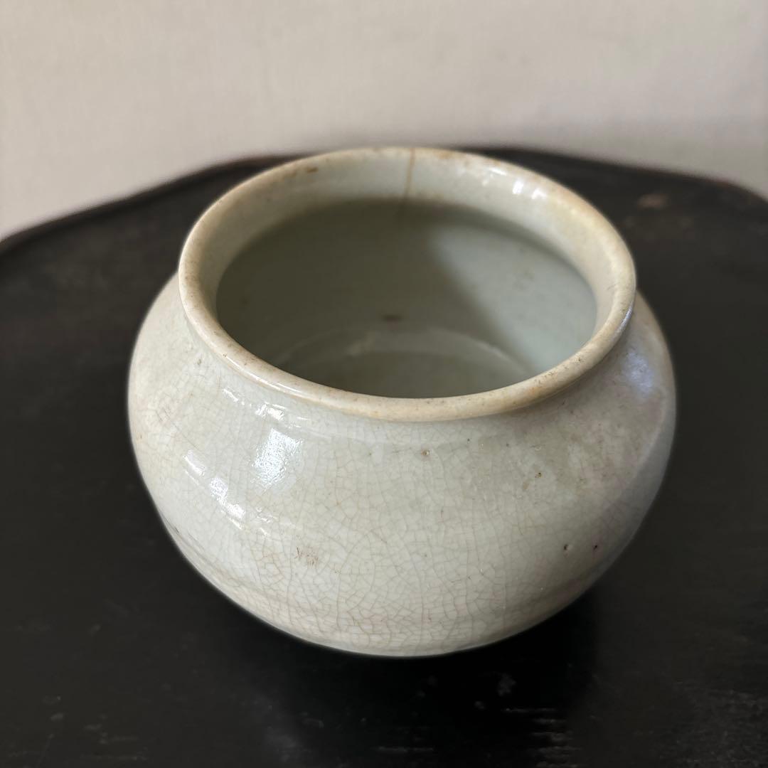 李朝壷　白磁　丸壷　塩笥壺　韓国オンギ.骨董品.スッカラ.アンティーク.立原正秋