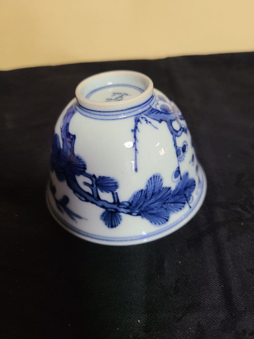 九谷焼須田菁華造染付写松竹梅汲出茶碗5客