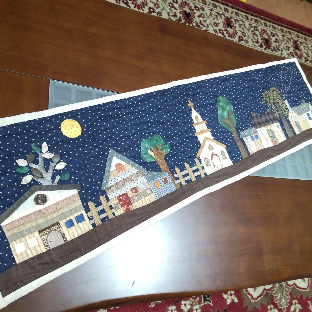 45 夜のハウスの街並み パッチワーク ネコポス120×33