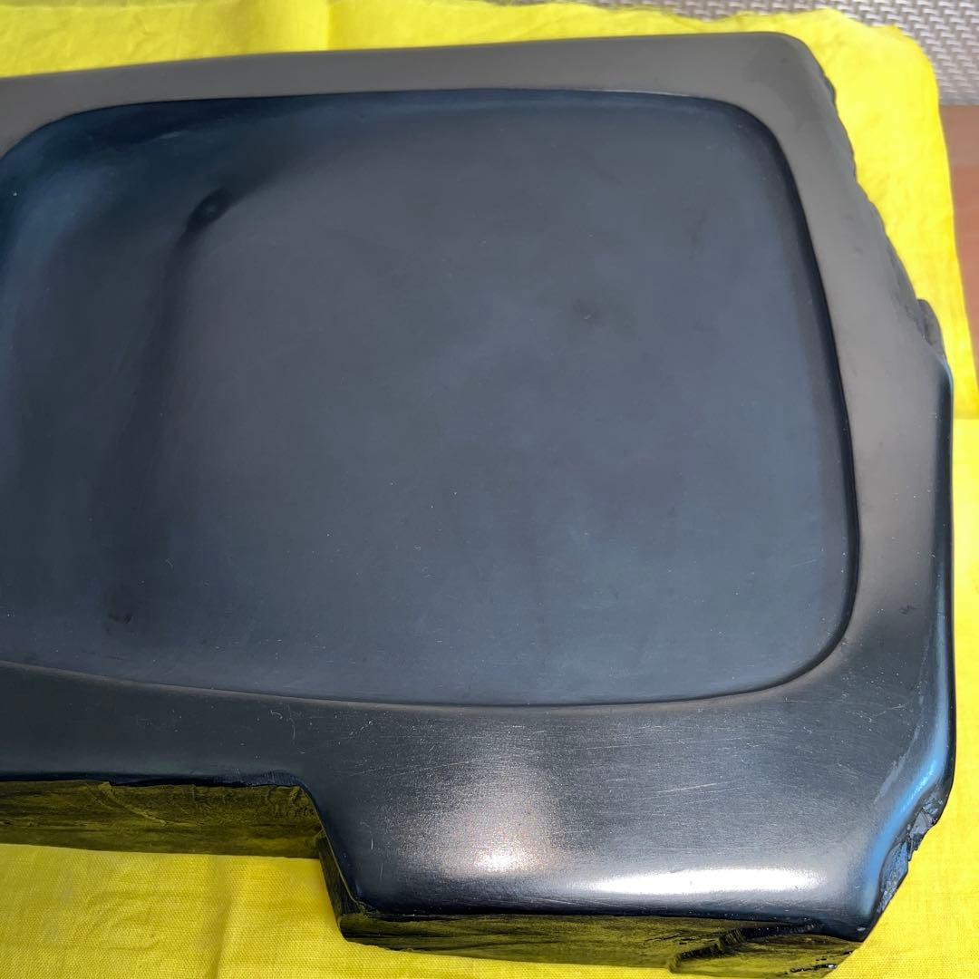 ⭕️超大型　雄勝硯　笹竹と雀彫刻　ドデカイ　4.5kg 未使用　石紋綺麗　オブジェ
