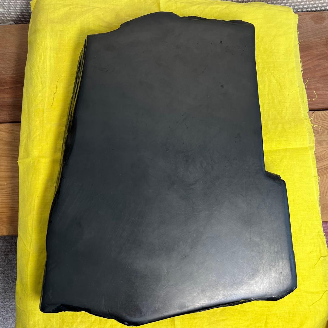⭕️超大型　雄勝硯　笹竹と雀彫刻　ドデカイ　4.5kg 未使用　石紋綺麗　オブジェ