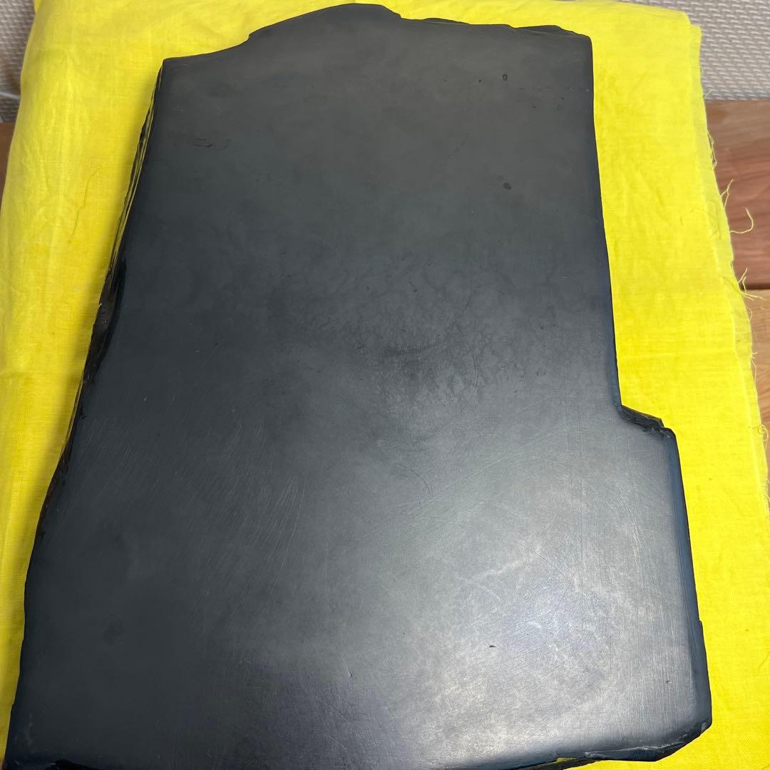 ⭕️超大型　雄勝硯　笹竹と雀彫刻　ドデカイ　4.5kg 未使用　石紋綺麗　オブジェ