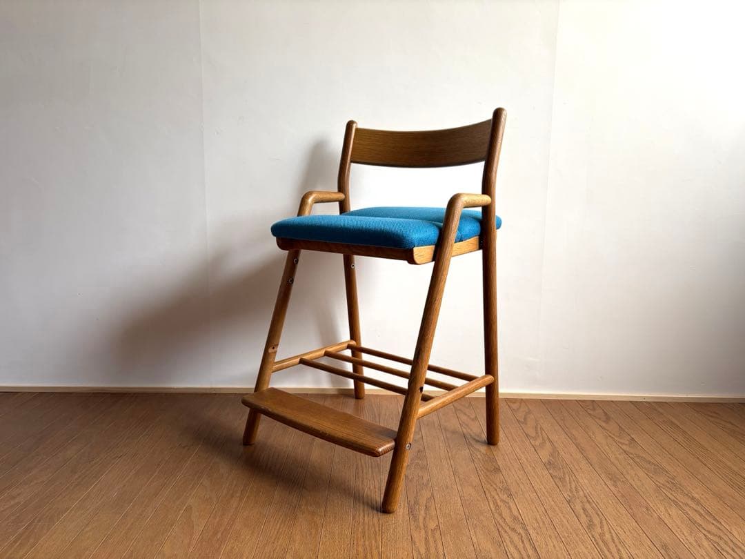 飛騨産業 cobrina コブリナ デスクチェア 学習椅子 オーク無垢材 ブルー