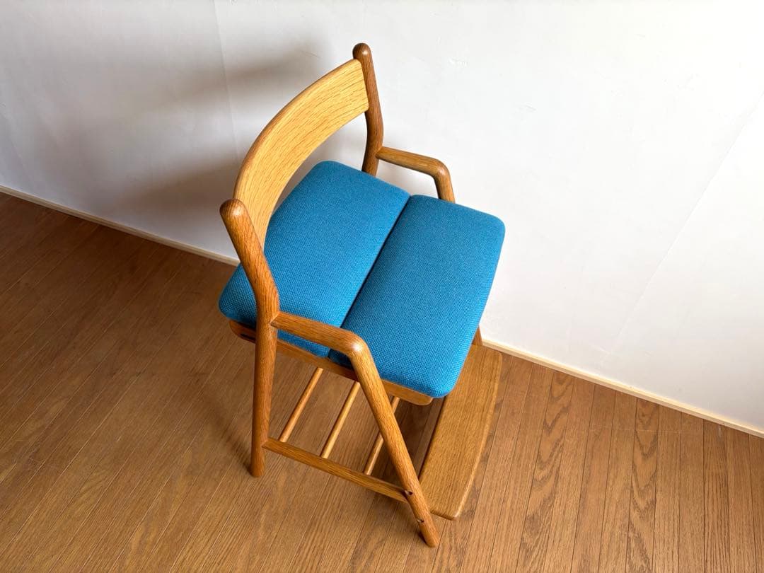 飛騨産業 cobrina コブリナ デスクチェア 学習椅子 オーク無垢材 ブルー