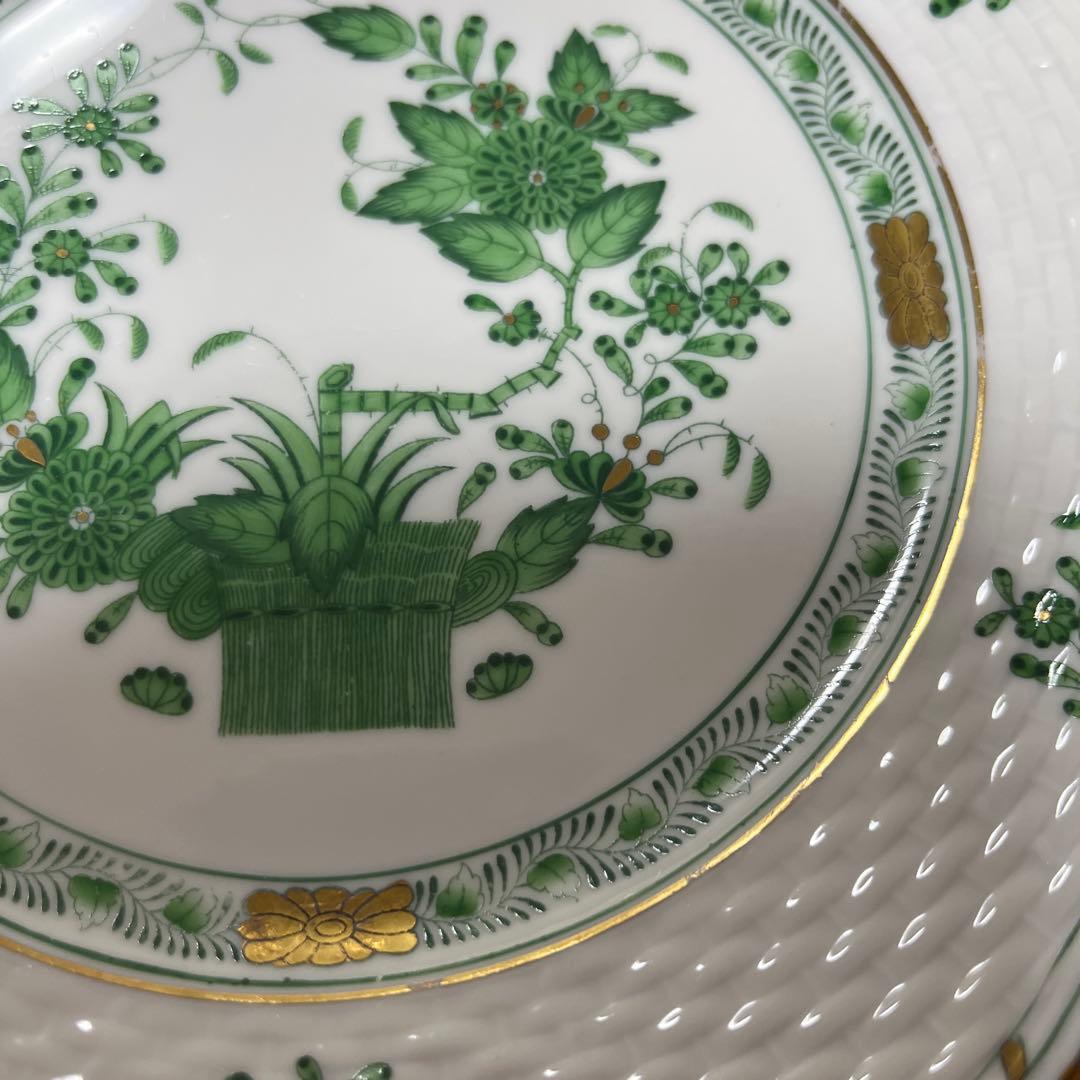 ヘレンド　インドの華　19cm 植物模様の波型皿