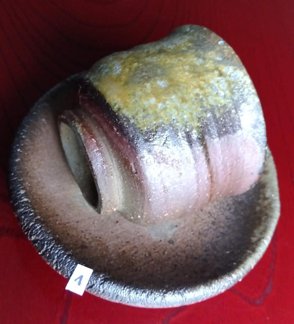 越前焼名工　白越不朝　塩越窯自然灰釉究極美逸品ぐい呑み湯呑3種茶托セットNo4