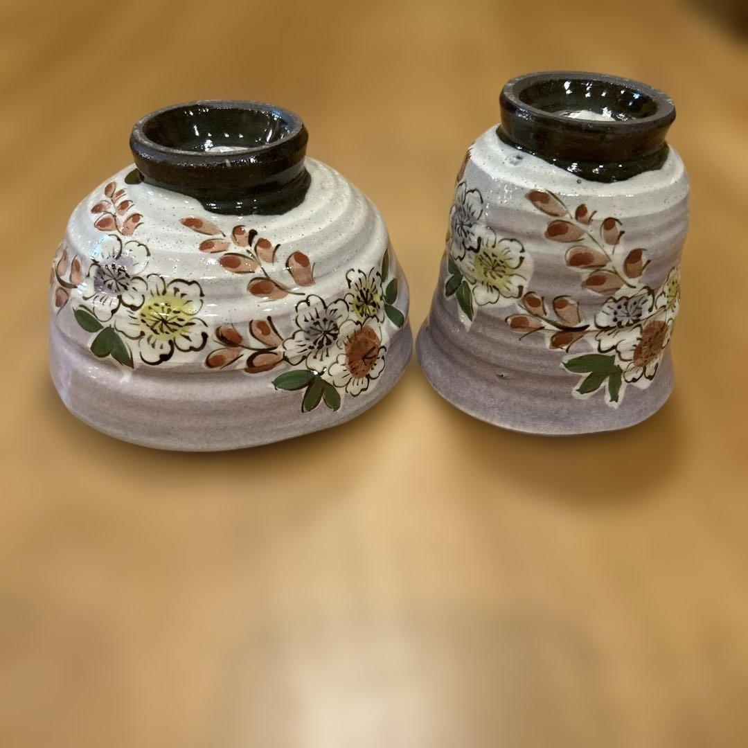 京焼　作家物　花絵付　飯碗　湯呑み