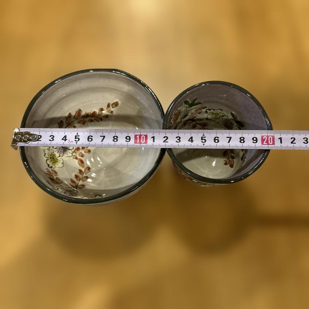 京焼　作家物　花絵付　飯碗　湯呑み