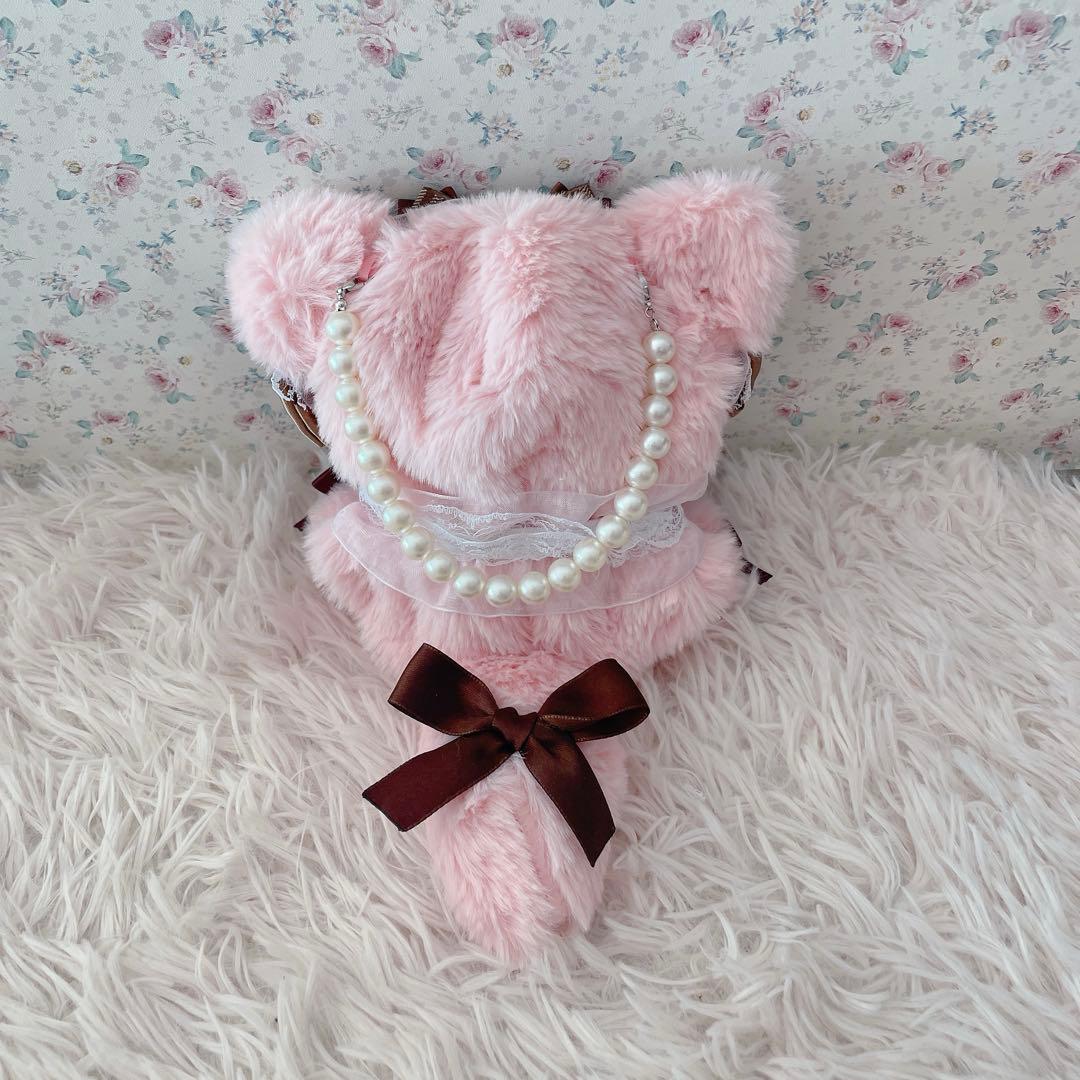 １２cmおすわりぬい服♡ロリ姫系♡猫の着ぐるみ♡ブラウン×ピンク