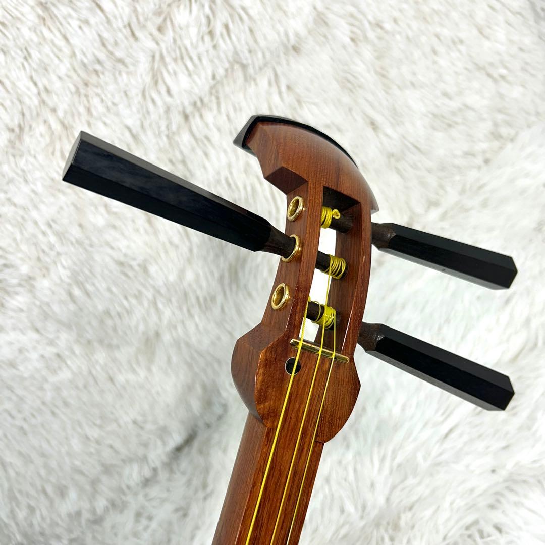 花梨 中棹 地唄三味線 全長102cm ハードケース・バチ・収納袋