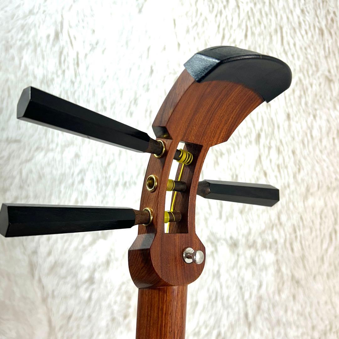 花梨 中棹 地唄三味線 全長102cm ハードケース・バチ・収納袋