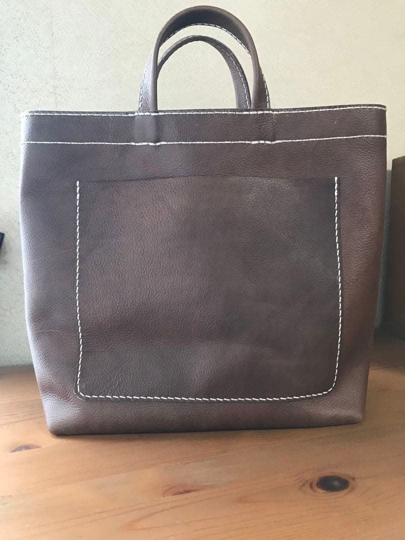 レザー　ハンドメイド　トートバッグ(茶色)