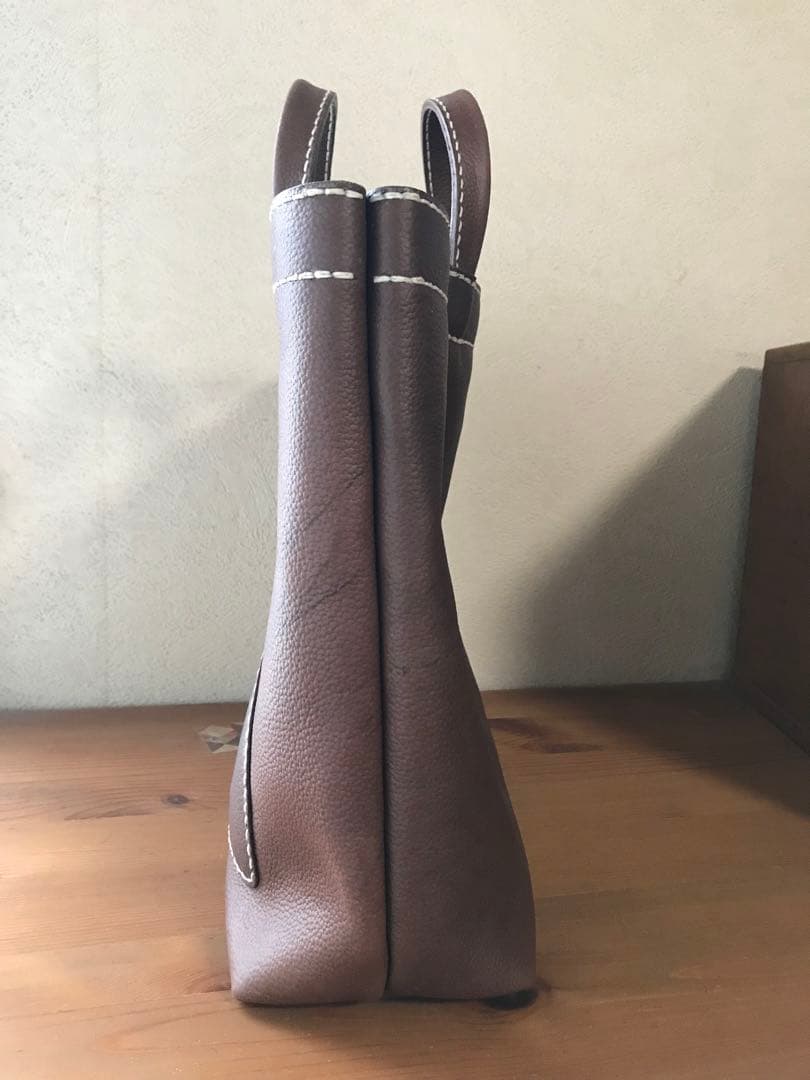レザー　ハンドメイド　トートバッグ(茶色)