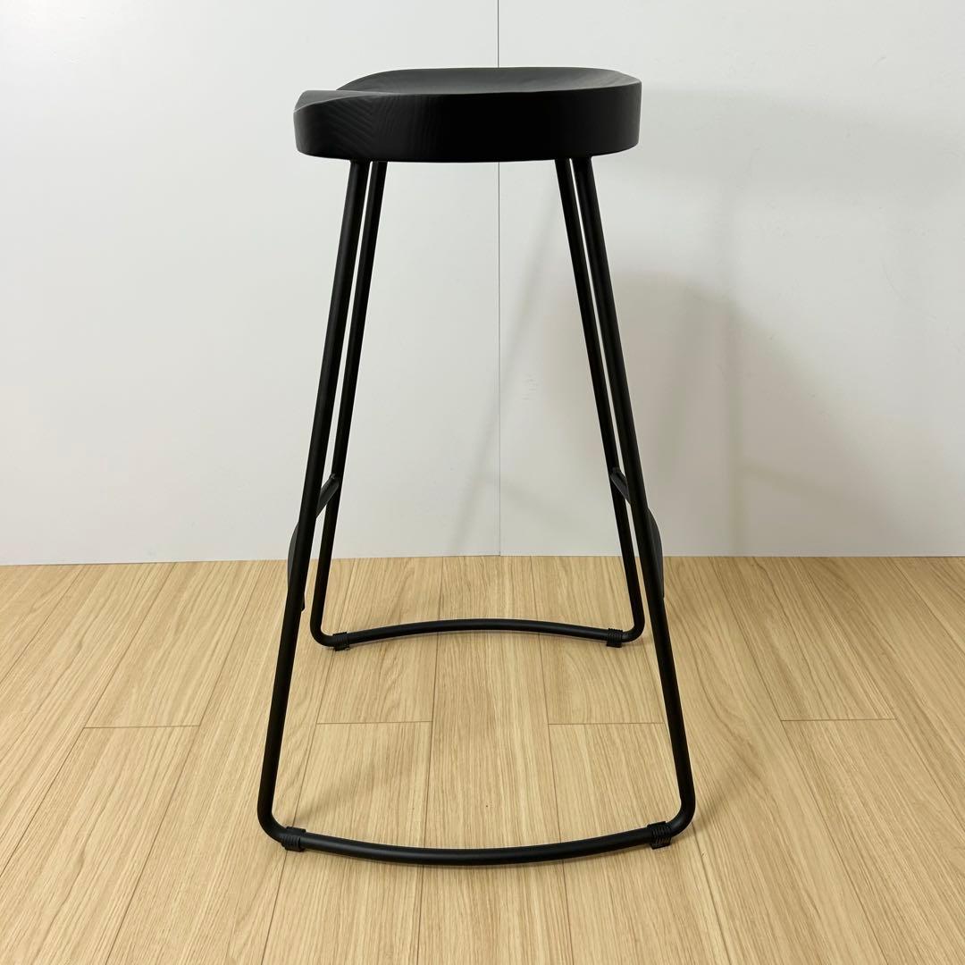 KANADEMONO ブラック ハイスツール 天然木 STL-K05-BK 椅子