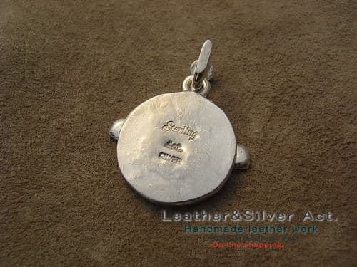 手彫り　小イーグル　月と太陽　シルバー925 ペンダントトップ　ハンドメイド