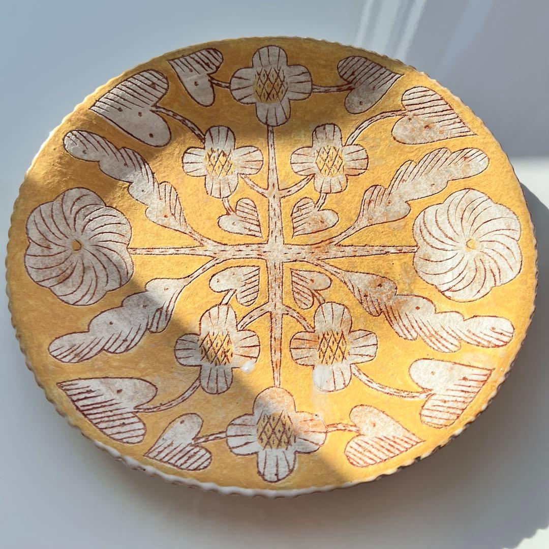 鹿児島睦 ハンドメイド 絵皿（黄色） 未使用 美品