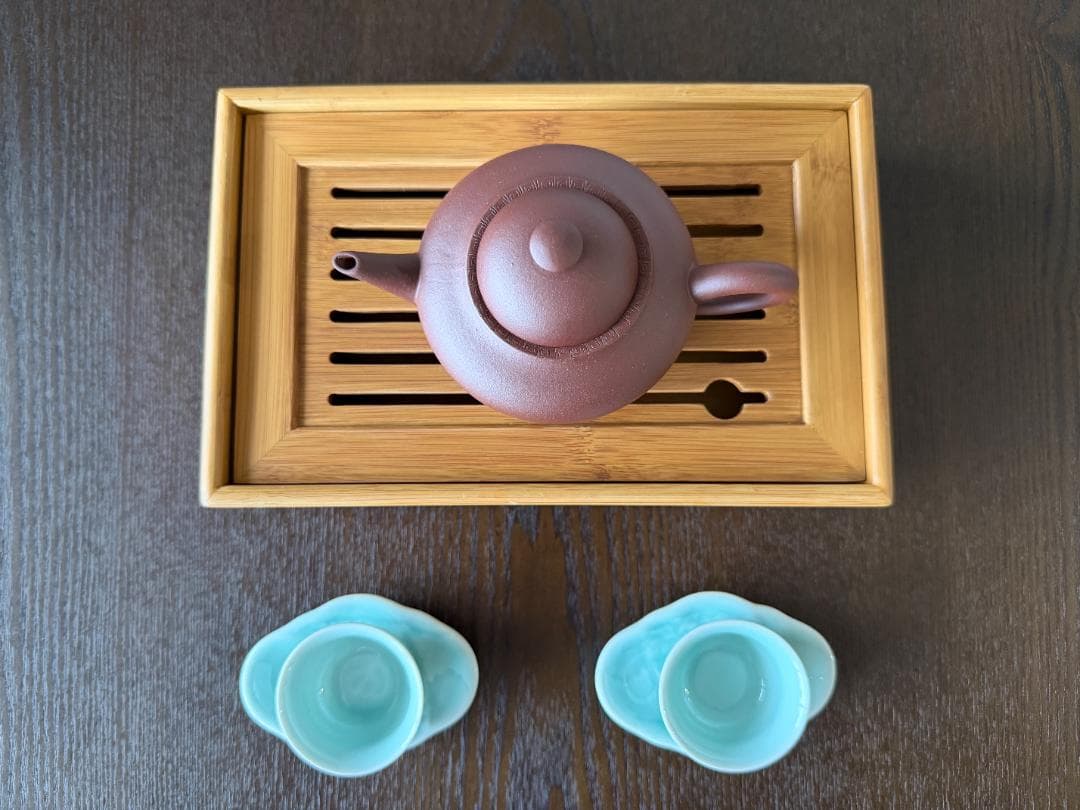 中国古玩　中国茶器　台湾茶器　　時大杉製 粗目梨皮　朱泥急須　煎茶茶道具　一つ