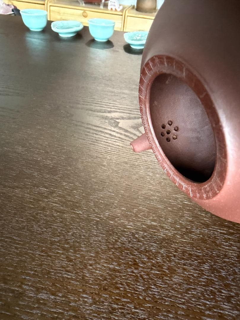 中国古玩　中国茶器　台湾茶器　　時大杉製 粗目梨皮　朱泥急須　煎茶茶道具　一つ