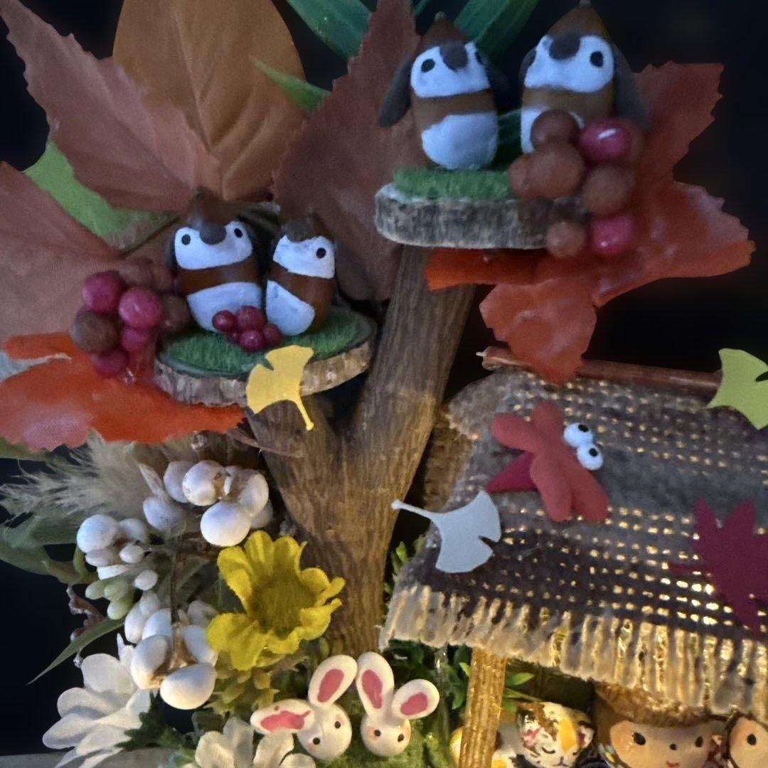 どんぐりアート♡秋のオブジェライト付き♡