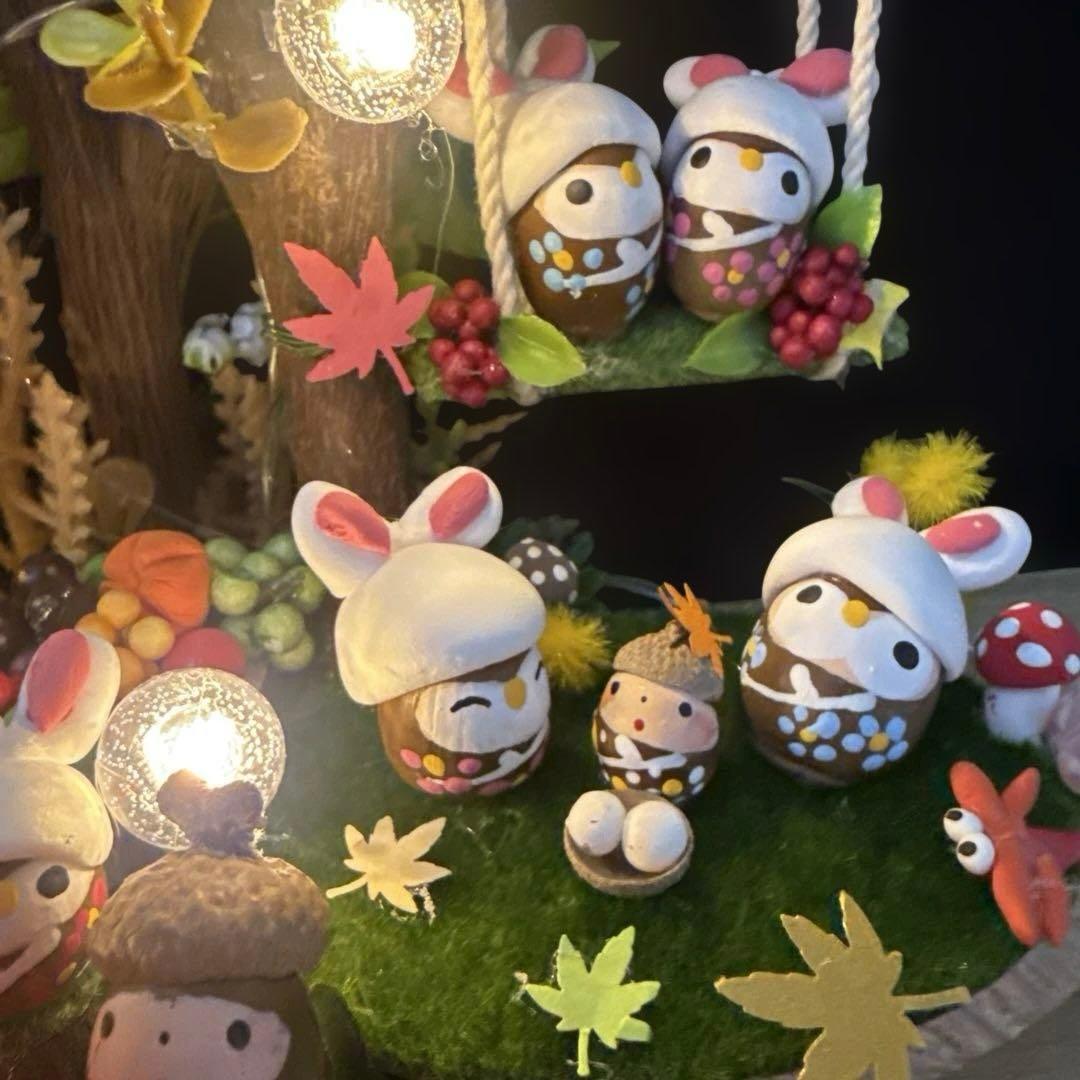 どんぐりアート♡秋のオブジェライト付き♡