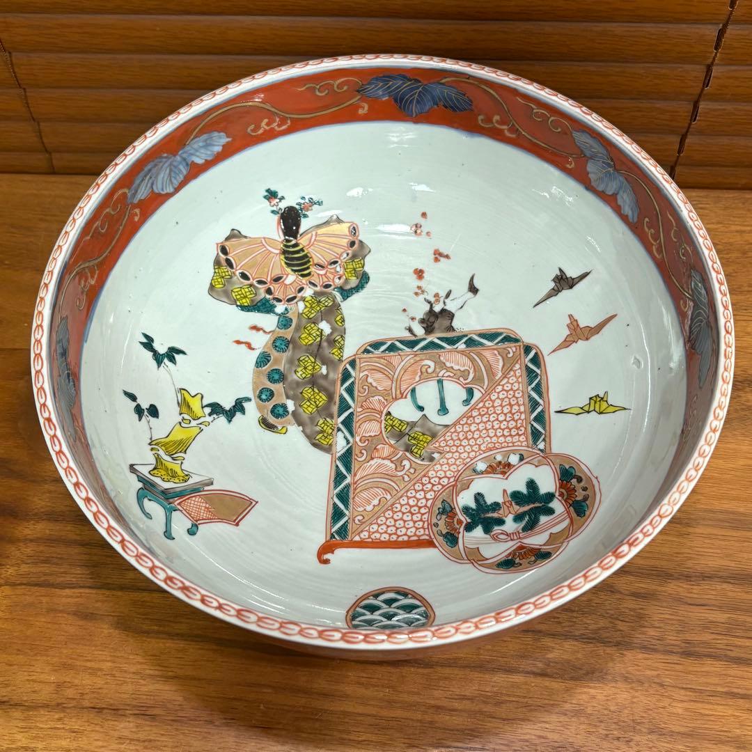 江戸時代　能舞古伊万里　赤絵　鉢