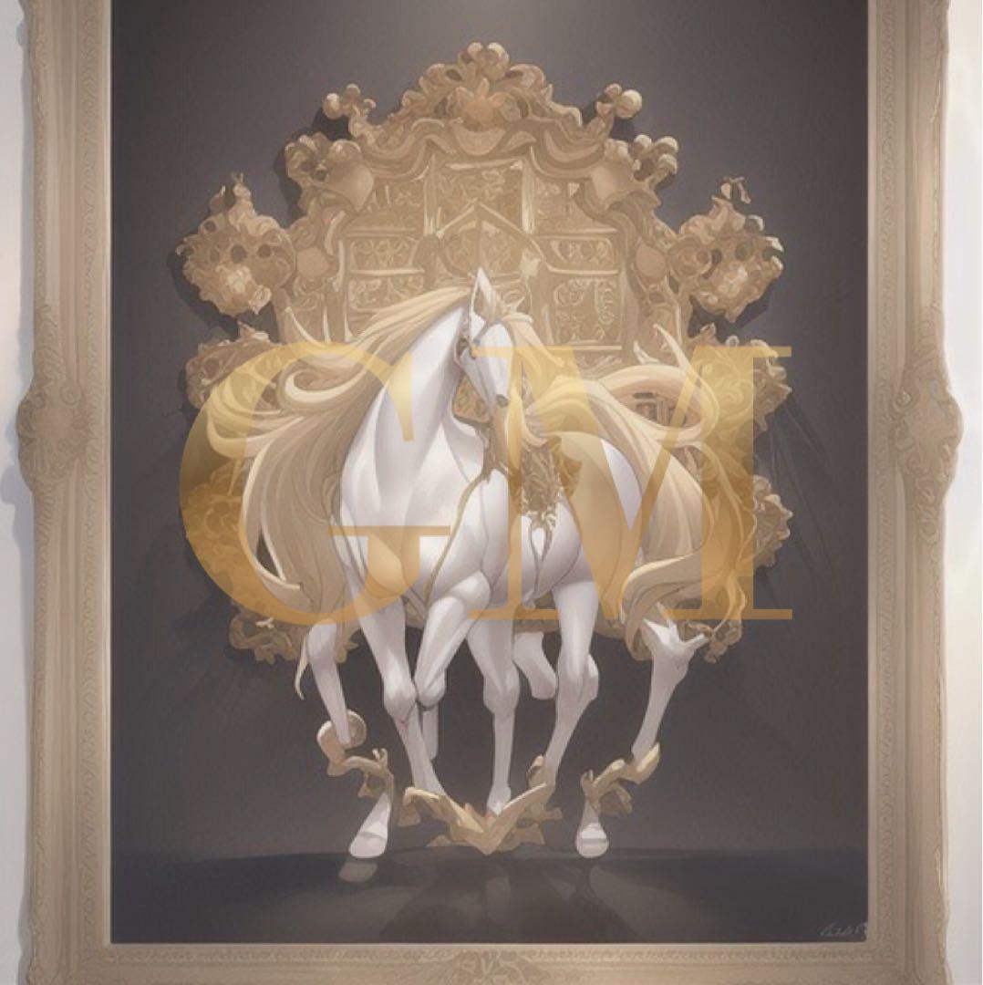 真作　原画　限定一点　先着1名　油絵風　美術館の額縁風　永劫白金神馬