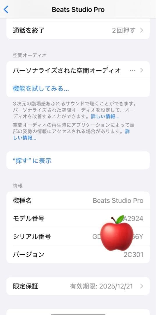 《完品・美品》Beats Studio Pro 保証付き　ワイヤレスヘッドホン